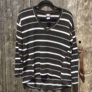 Bobeau Black White Striped Knit Sweater